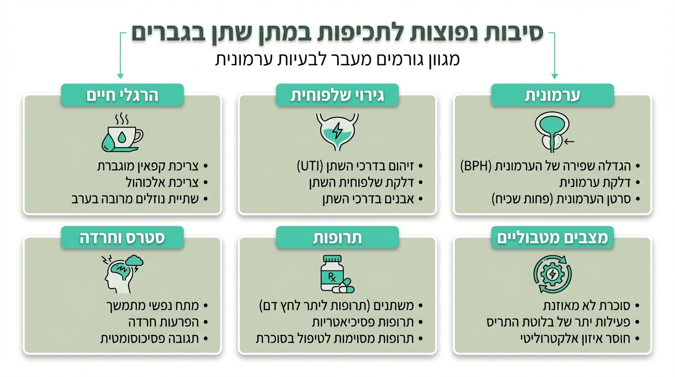 הסיבות השכיחות לתכיפות במתן שתן אצל גברים