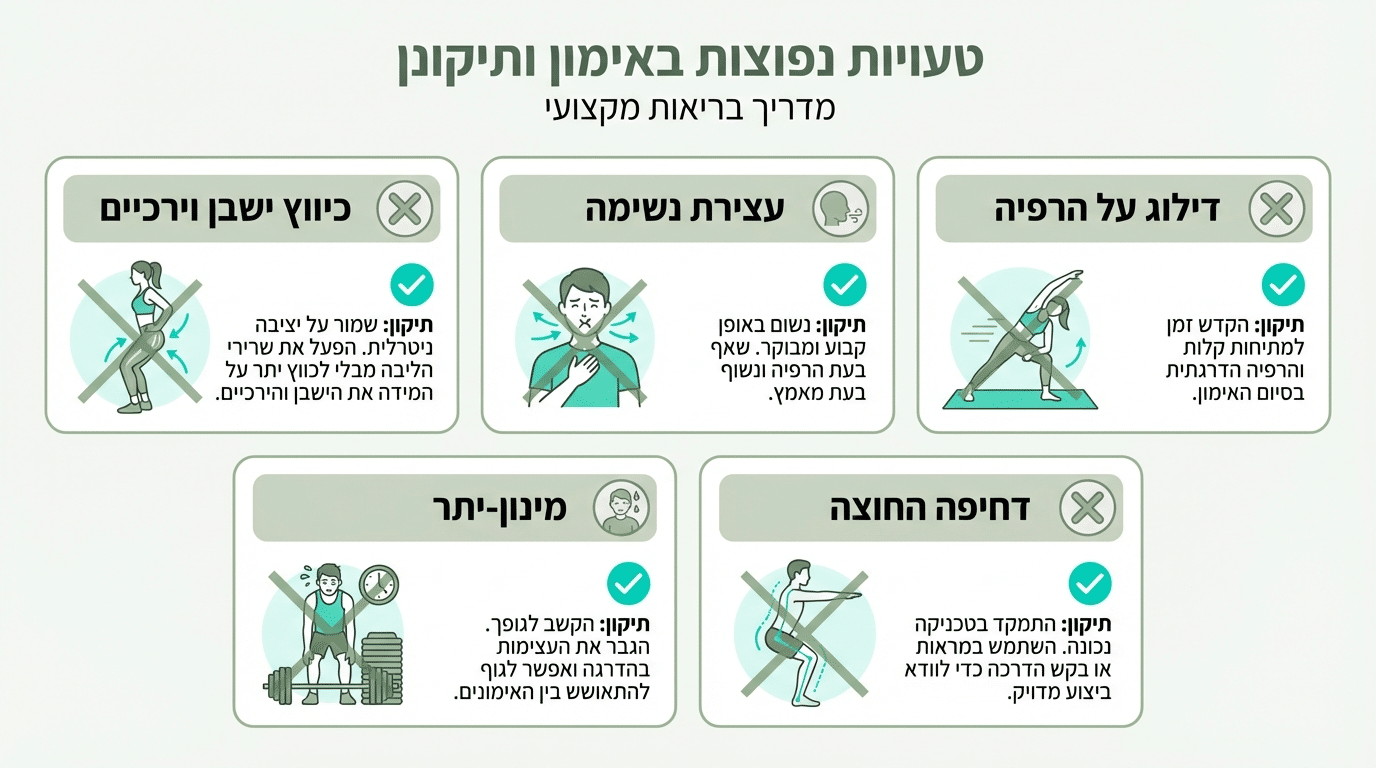 טעויות נפוצות בתרגילי רצפת אגן