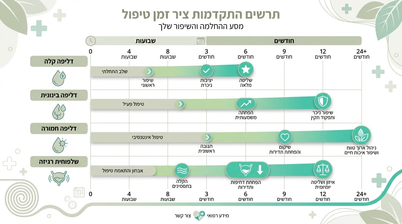 גרף התקדמות שיקום רצפת אגן לאורך זמן