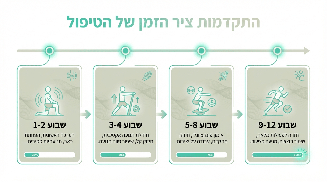 ציר זמן של שיפור בטיפול פיזיותרפיה לרצפת אגן