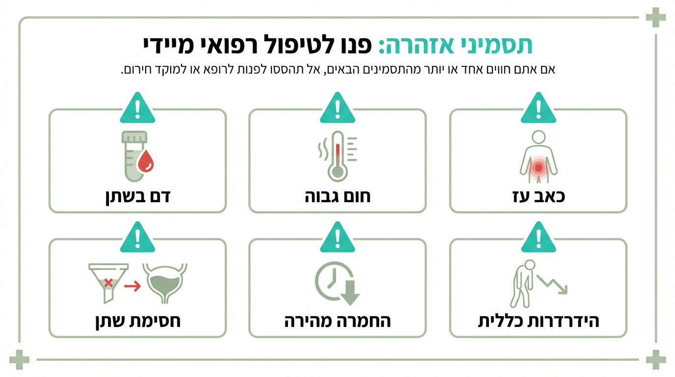 דגלים אדומים - מתי לפנות לרופא במהלך שיקום רצפת אגן