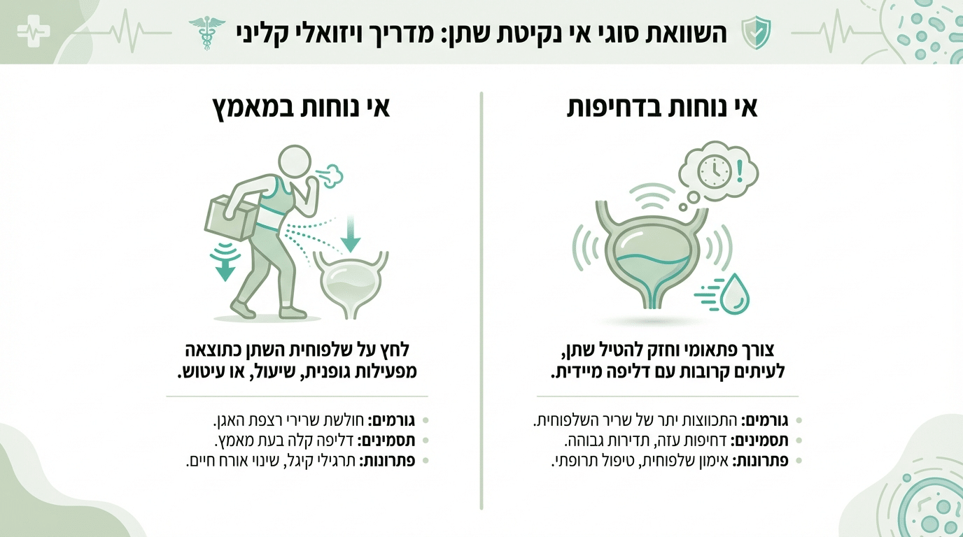 ההבדל בין דליפה במאמץ לדליפה מדחיפות