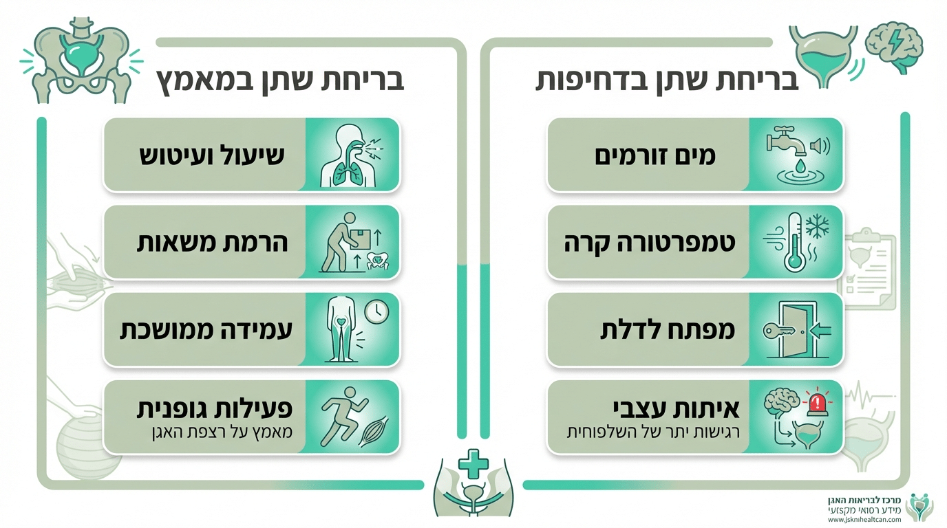 ההבדל בין דליפה במאמץ לדחיפות ותכיפות - חשיבות האבחון לטיפול נכון
