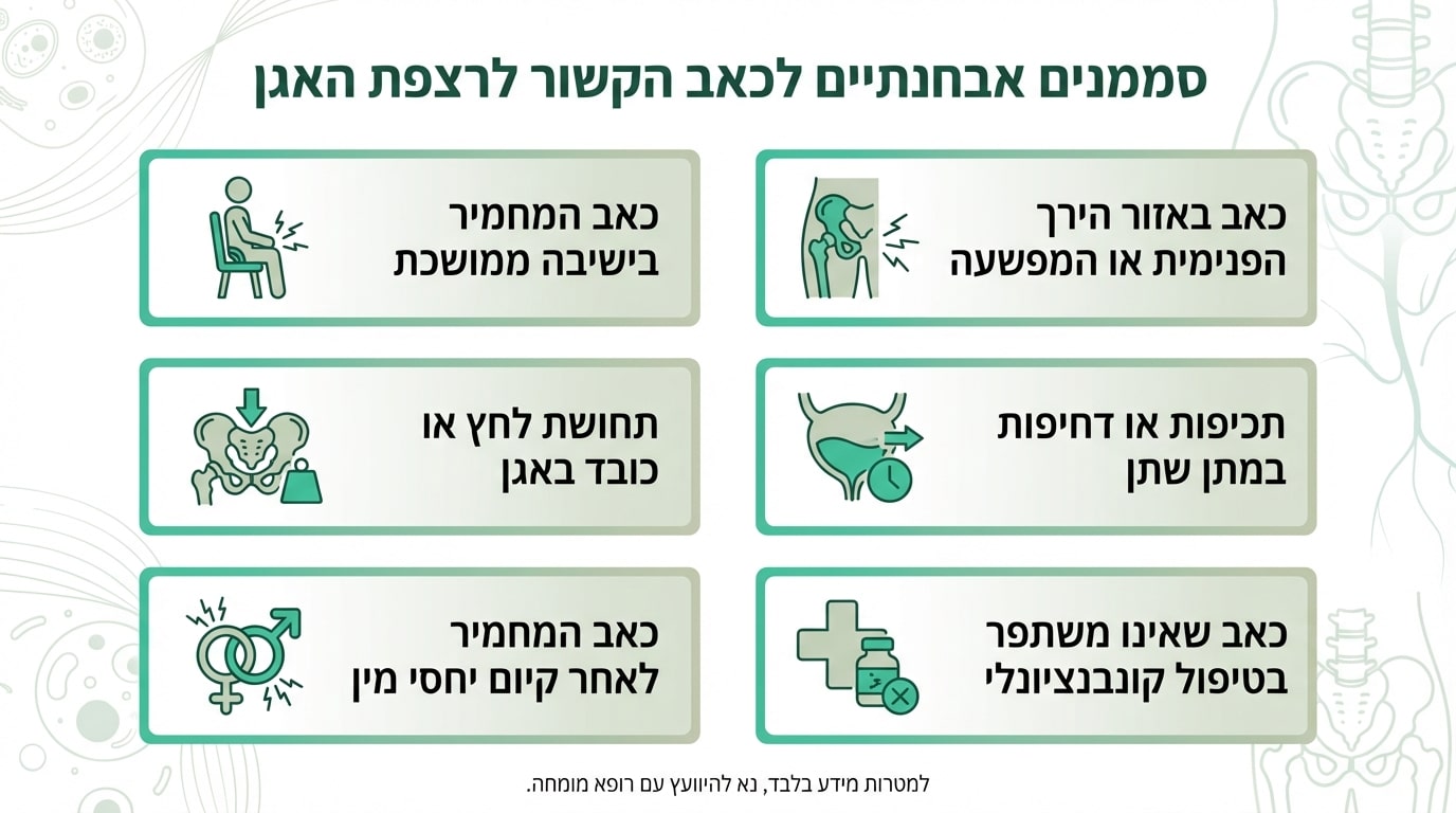 תסמינים המעידים על מעורבות רצפת האגן בכאב גב תחתון וירך