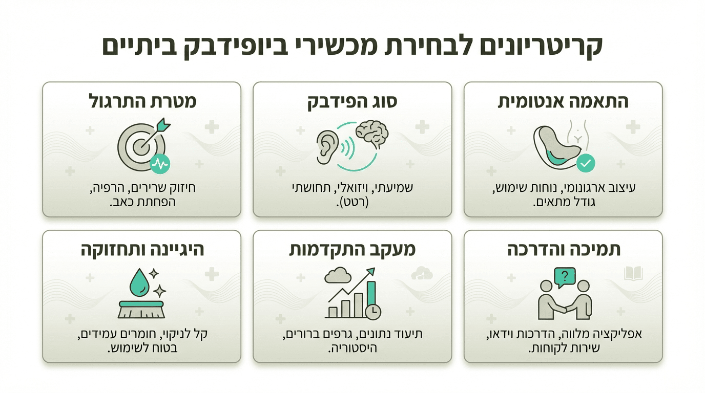 טבלת קריטריונים לבחירת מכשיר ביופידבק ביתי