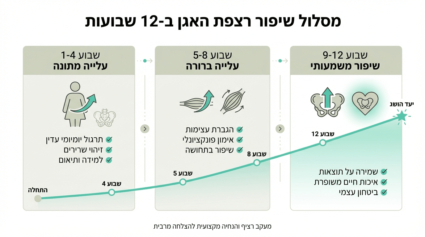 לוח זמנים להתקדמות בתרגול רצפת אגן - ציפיות ריאליסטיות