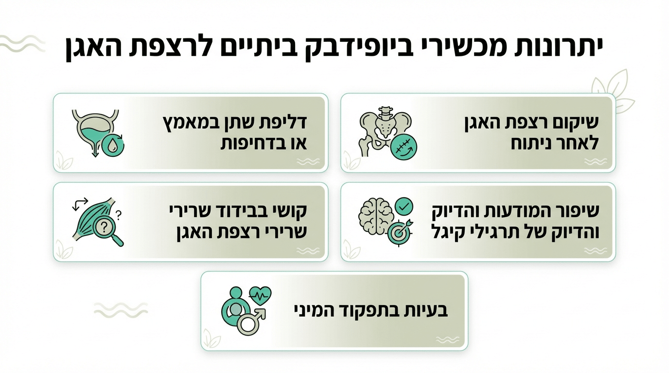 אינפוגרפיקה המציגה למי מתאים מכשיר ביופידבק ביתי לרצפת האגן
